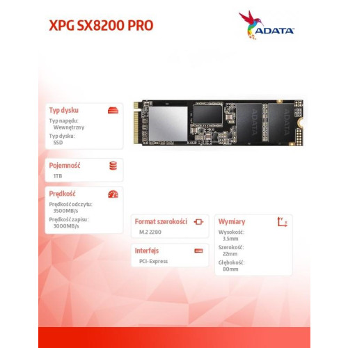 Dysk XPG SX8200 PRO 1TB PCIe 3x4 3.5/3 GB/s M.2-9802646