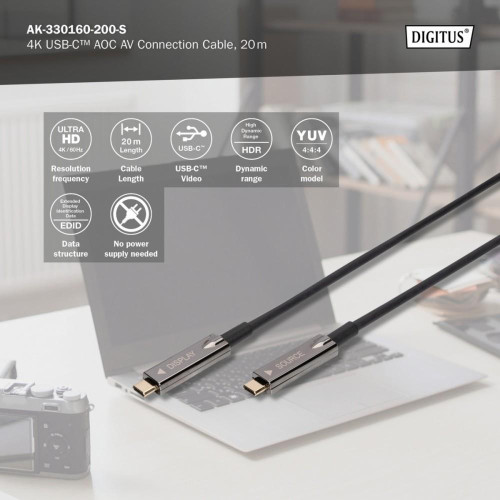 Kabel połączeniowy hybrydowy AOC USB 3.1 Typ C/USB Typ C 4K 60Hz 20m-9805677