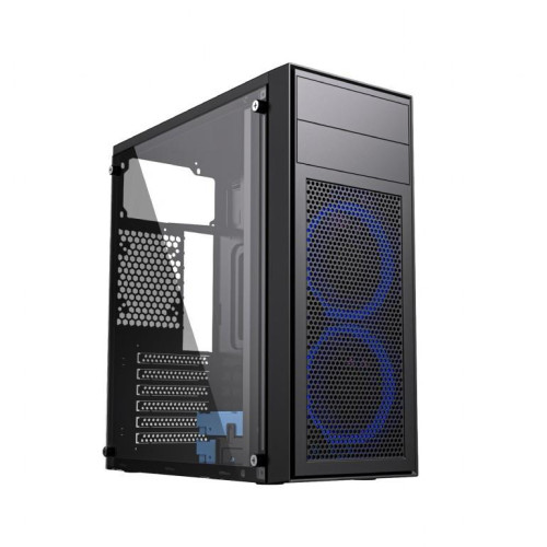 Obudowa Midi Tower Fornax M100B ATX niebiesie wentylatory Czarna -9807209