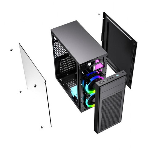 Obudowa Midi Tower Fornax M100RGB ATX wentylatory RGB Czarna-9807228