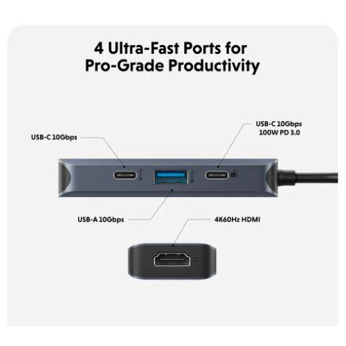 Koncentrator HyperDrive Next 4 Port USB-C Hub HDMI/4K60Hz/Mac/PC/Chromebook/ 100W PD/Pass-Through -9808941