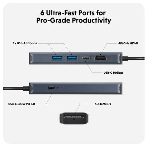 Koncentrator HyperDrive Next 6-Port USB-C Hub HDMI/4K60Hz/SD/MAC/PC/Chromebook/ -9808949