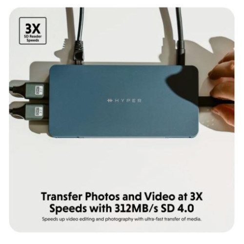 Stacja dokująca HyperDrive Next 10-Port Business Class USB-C Dock 2xHDMI/4K/SD/ PD 100W pass-through/miniJack/RJ45 -9808987