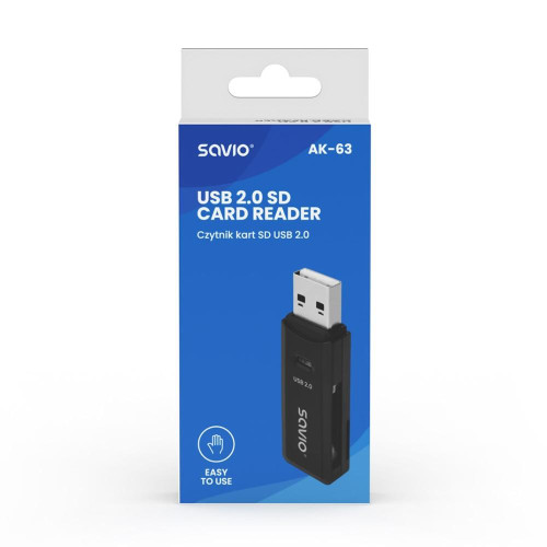 Czytnik kart SD, USB 2.0, 480 Mbps, AK-63 -9809988