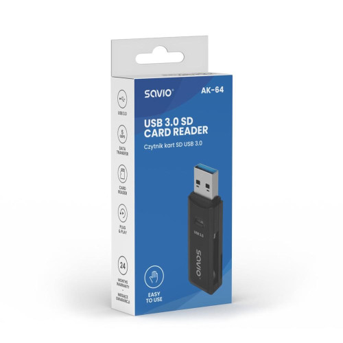 Czytnik kart SD, USB 3.0, 5 Gbps, AK-64-9809995