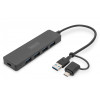 Hub USB 3.0/Koncentrator 4-portowy SlimLine USB A + adapter USB-C 5Gbps, złącze zasilania USB-C -9812912