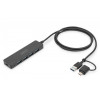 Hub USB 3.0/Koncentrator 4-portowy SlimLine USB A + adapter USB-C 1,2m 5Gbps, złącze zasilania USB-C-9812917