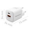 Ładowarka sieciowa 35W GaN ULTRA | 5-20V | 2.25-3A | 1 x USB typ C PD | 1 x USB | Biała -9819471