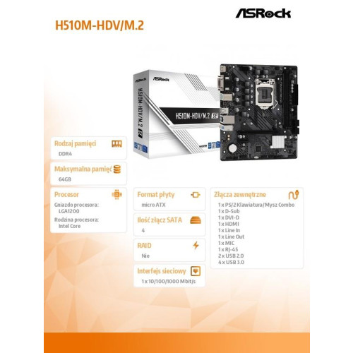 Płyta główna H510M-HDV/M.2 SE s1200 2DDR4 HDMI/DVI mATX -9811081