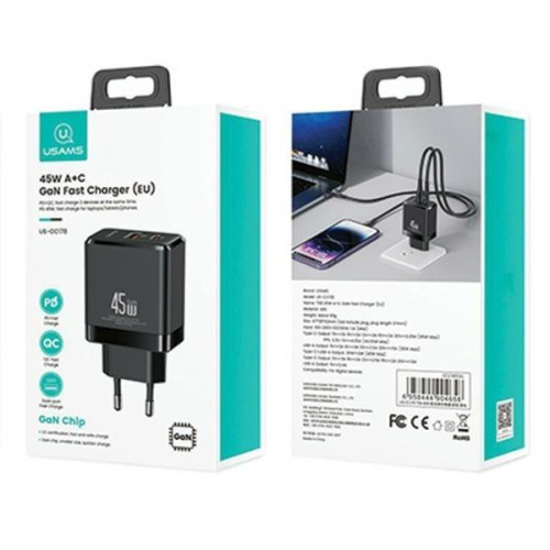 Ładowarka sieciowa USB-C+USB-A 45W GaN PD 3.0 -9812258