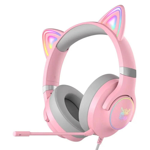 Słuchawki gamingowe X30 kocie uszy różowe (przewodowe)-9813598