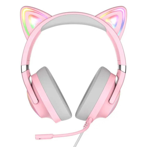 Słuchawki gamingowe X30 kocie uszy różowe (przewodowe)-9813599