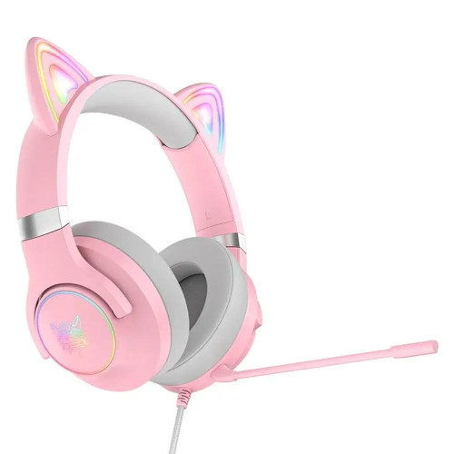 Słuchawki gamingowe X30 kocie uszy różowe (przewodowe)-9813600