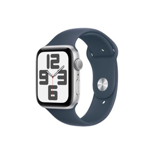 Watch SE GPS, 44mm Koperta z aluminium w kolorze srebrnym z paskiem sportowym w kolorze sztormowego błękitu - S/M-981501