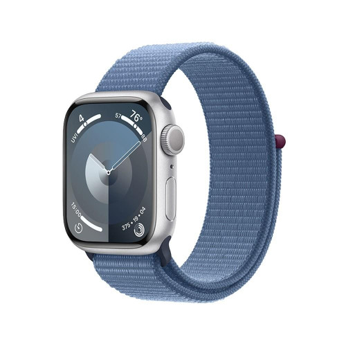 Watch Series 9 GPS, 45mm Koperta z aluminium w kolorze srebrnym z opaską sportową w kolorze zimowego błękitu-9815037
