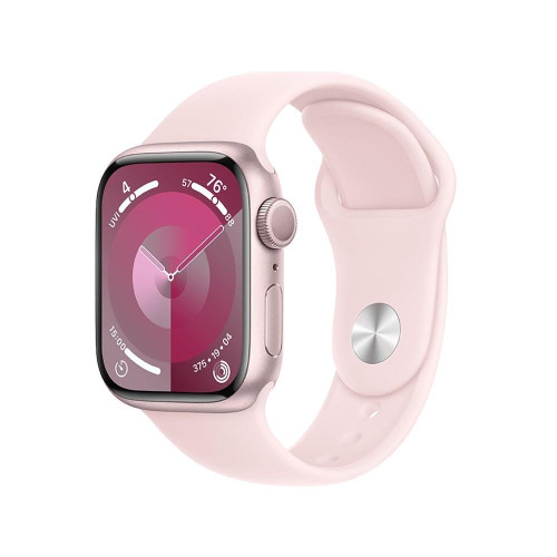 Watch Series 9 GPS, 45mm Koperta z aluminium w kolorze różowym z paskiem sportowy w kolorze jasnoróżowym - S/M-9815038
