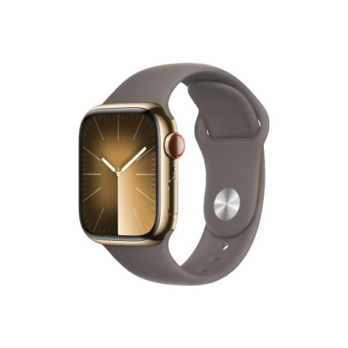 Watch Series 9 GPS + Cellular, 41mm Koperta ze stali nierdzewnej w kolorze złotym z paskiem sportowym w kolorze popielat