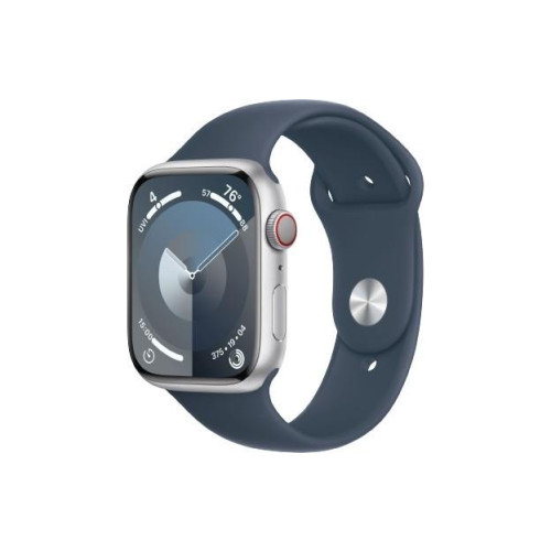 Watch Series 9 GPS + Cellular, 45mm Koperta z aluminium w kolorze srebrnym z paskiem sportowy w kolorze sztormowego błęk