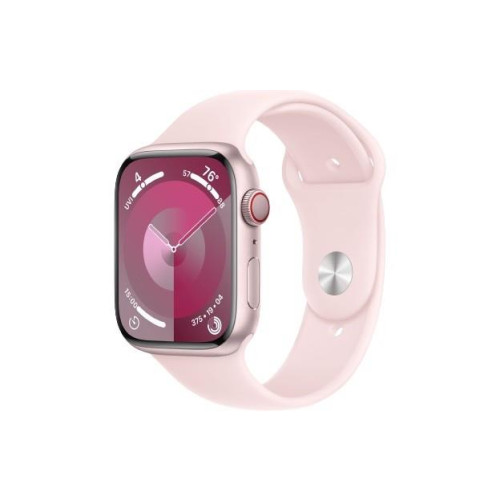Watch Series 9 GPS + Cellular, 45mm Koperta z aluminium w kolorze różowym z paskiem sportowy w kolorze jasnoróżowym - S/