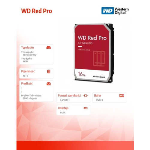 Dysk twardy WD Red Pro 16TB 3,5 512MB SATAIII/7200rpm-9816671