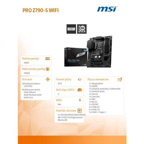 Płyta główna PRO Z790-S WIFI s1700 4DDR5 HDMI/DP ATX -9819313
