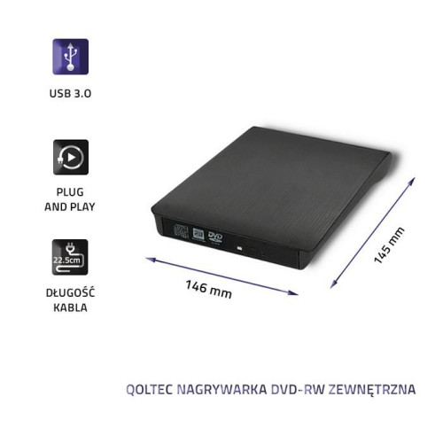 Nagrywarka DVD-RW zewnętrzna | USB 3.0 | Czarna -9821513