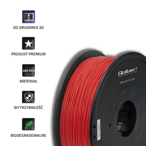 Profesjonalny filament do druku 3D | ABS PRO | 1.75mm | 1kg | Czerwony-9821556