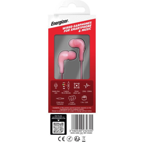 Słuchawki przewodowe jack 3,5 mm różowe-9821934