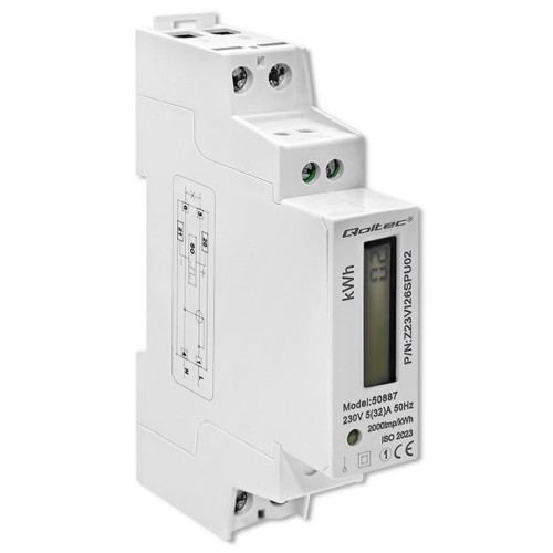 Jednofazowy elektroniczny licznik | miernik zużycia energii na szynę DIN | 230V | LCD | 2P | Slim -9823240