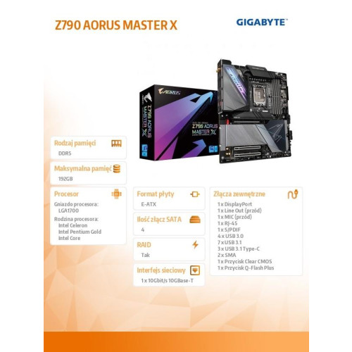 Płyta główna Z790 AORUS MASTER X s1700 4DDR5 USB/DP E-ATX -9825388