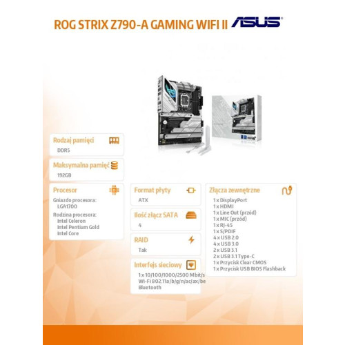 Płyta główna ROG STRIX Z790-A GAMING WIFI II 4DDR5 HDMI ATX -9825485