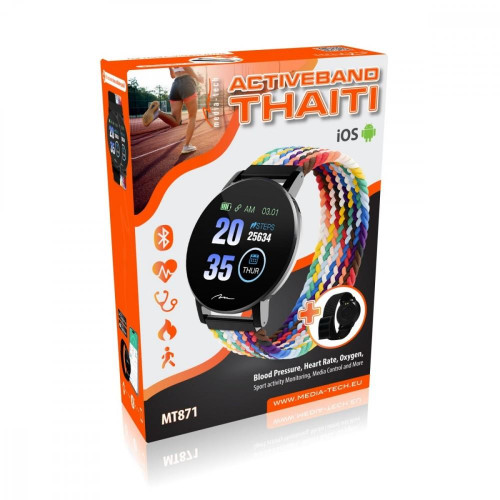 Smartband THAITI 2 nylonowe paski MT871 monitoring ciśnienia krwi, pulsu, natlenienia, aktywności sportowej i innych parametrów-9826156