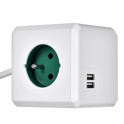 Przedłużacz allocacoc PowerCube Extended USB 2402GN/FREUPC (1,5m; kolor zielony)-9834165