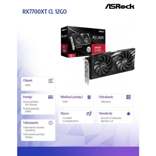 Karta graficzna Radeon RX 7700 XT CHALLENGER OC 12G GDDR6 192bit-9856172