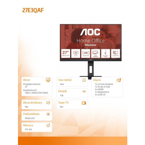 Monitor 27E3QAF 27 cali IPS HDMI DP Pivot Głośniki -9856424