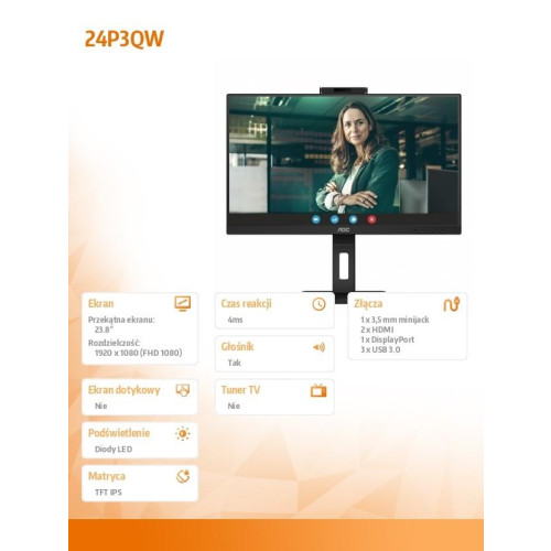 Monitor 24P3QW 23.8 cali IPS HDMIx2 DP Pivot Kamera -9856430