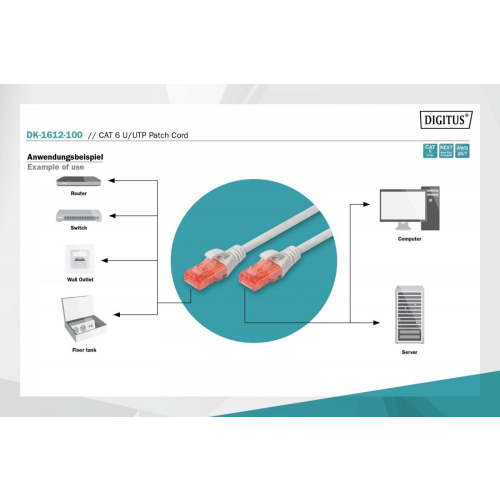 Patch cord U/UTP kat.6 PVC 10m szary-9856797