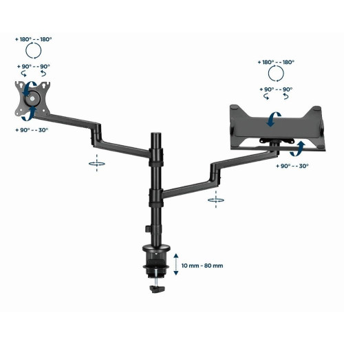 GEMBIRD BIURKOWE REGULOWANE RAMIĘ/UCHWYT NA MONITOR + PODSTAWKA NA NOTEBOOKA 17-32, VESA 100X100MM, DO 8 KG-9880764