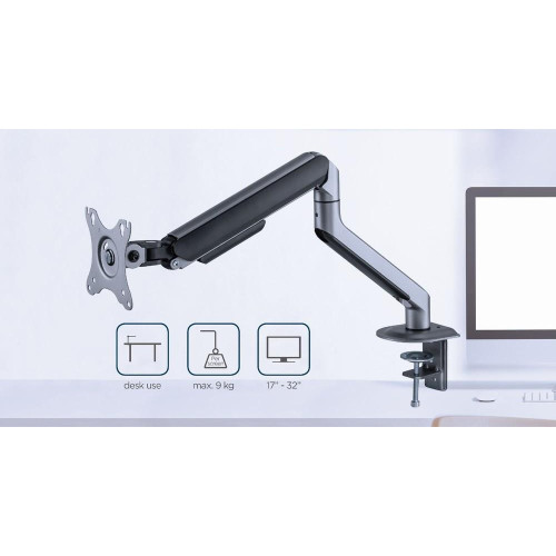 GEMBIRD BIURKOWE REGULOWANE RAMIĘ/UCHWYT NA MONITOR 17-32, VESA 100X100MM, DO 9 KG, KOLOR SZARY-9880783