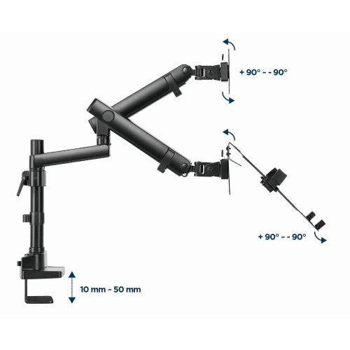 GEMBIRD BIURKOWE REGULOWANE RAMIĘ/UCHWYT NA 2 MONITORY + PÓŁKA NA NOTEBOOKA 17-32, VESA 100X100MM, DO 8 KG-9880829