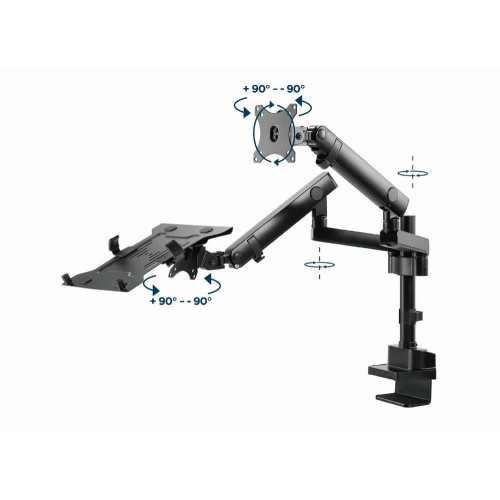 GEMBIRD BIURKOWE REGULOWANE RAMIĘ/UCHWYT NA 2 MONITORY + PÓŁKA NA NOTEBOOKA 17-32, VESA 100X100MM, DO 8 KG-9880830