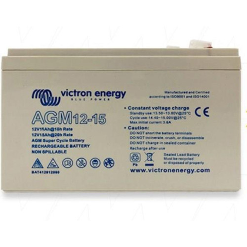 Victron Energy 12V/15Ah AGM Super Cycle Batt. Faston-tab 6.3x0.8-9914182