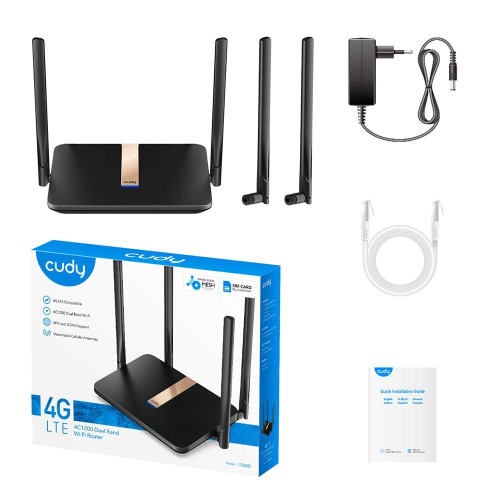 Router CUDY LT500D_EU LAN 10/100 AC1200 Dual Band Wi-Fi Mesh 4G LTE Cat.4 SIM-9920311
