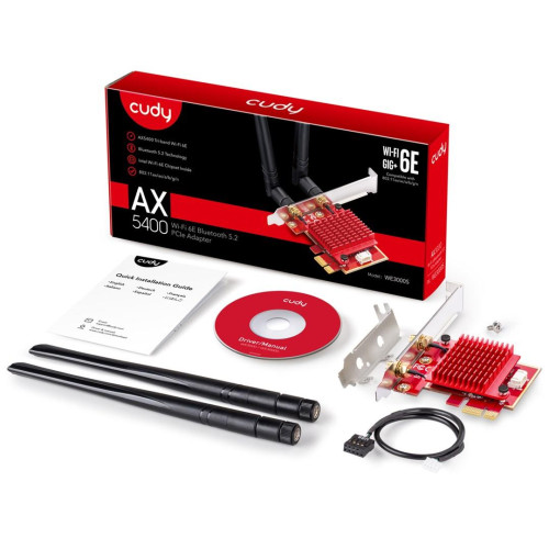 Karta sieciowa CUDY WE3000S AX5400 Wi-Fi 6 + BT 5.2 Intel AX210 Radiator PCIe-9921512