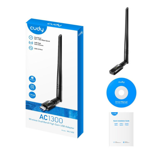 Karta sieciowa CUDY WU1400 AC1300 USB 3.0 Antena zew. 5dbi-9921525