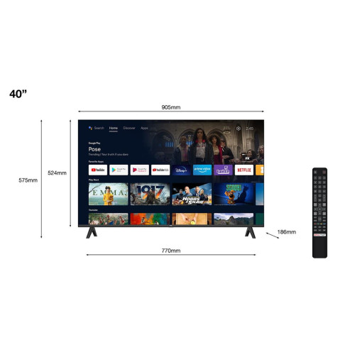 Telewizor TCL 40S5400 LED 40'' Full HD Android Dolby Digital DVB-T2 Srebrny-9927010