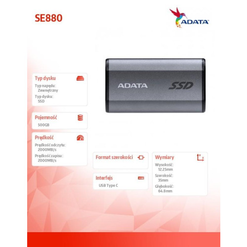 Dysk zewnętrzny SSD SE880 500GB USB3.2A/C Gen2x2-9967795
