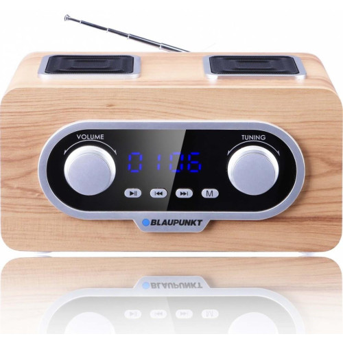 Radio przenośne FM PLL SD/USB/AUX z akumulatorem i zegarkiem-9968176