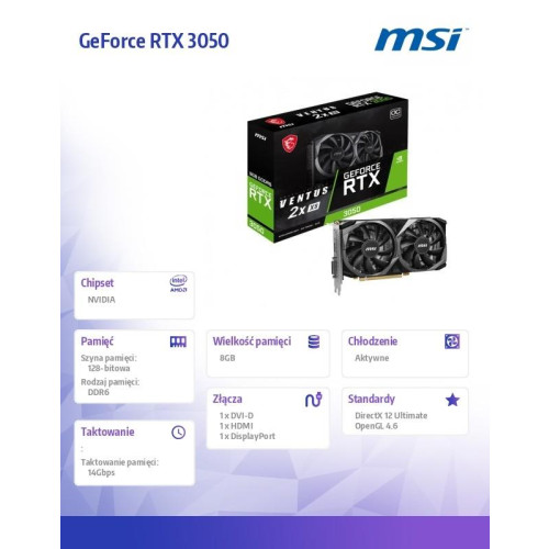 Karta graficzna GeForce RTX 3050 Ventus 2X XS 8G OC GDDR6 128bit HDMI-9968550