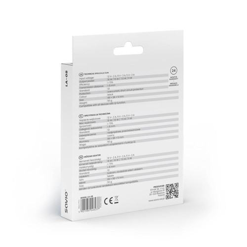 Ładowarka bezprzewodowa indukcyjna Qi, USB-C, 15W, LA-08-9968784